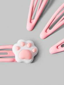 ROMWE 4pcs Paw Decor Hair Clip Cute Claw Clips Hair Claws Hair Barrettes - Multicolor - View 3