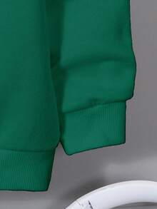 SHEIN EZwear 休闲简约骑马图案绿色卫衣，长袖宽松加厚款，适合秋冬季节、返校季和机场穿着。 - 綠色 - 查看 6