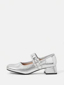 Women'S Fashionable Silver High Heel Shoes - Silver - View 2