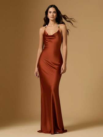 Briarwyn Vestido largo elegante y sexy con espalda descubierta para fiesta