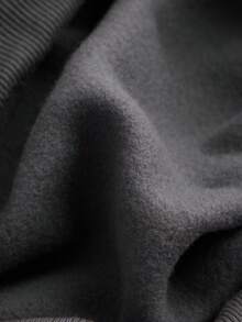 SHEIN 青少年女孩深灰色連帽馬刺繡短版高腰長袖休閒極簡純色秋季運動衫 - 深灰色 - 查看 6