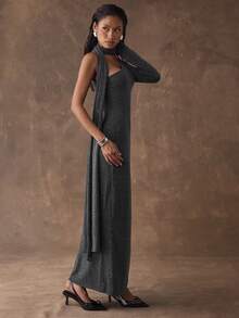 SHEIN BAE 女士时尚派对修身连衣裙 - 深灰色 - 查看 8