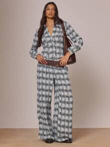 MUSERA Chemise à col en V en maille imprimée à taille cintrée, style cottage core mignon et douillet, idéal pour l'automne, les vacances et la campagne, parfait pour le printemps et l'été - Gris - Voir 5