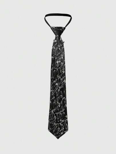 Goth 1 pieza Broche de metal de estilo punk callejero negro, diseño decorativo, longitud ajustable, broche de metal minimalista de moda unisex, adecuado para corbata, uso diario, festival de música, universidad, citas y talla grande