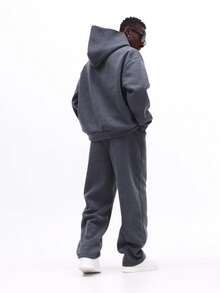 SUMWON Sweatsuit Comfortable Fleece Hoodie Tracksuit Pants With Pockets Matching Pullover Set Autumn Winter Outfit - Dark Grey - View 2