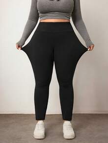 Enliva 3 Packs Women's Plus Size Leggings, Comfortable And Smooth For Yoga, Fitness And Cycling, And Everyday Wear, For Apple Rounded Body Shape, For Body Shape, For Summer - Black - View 6