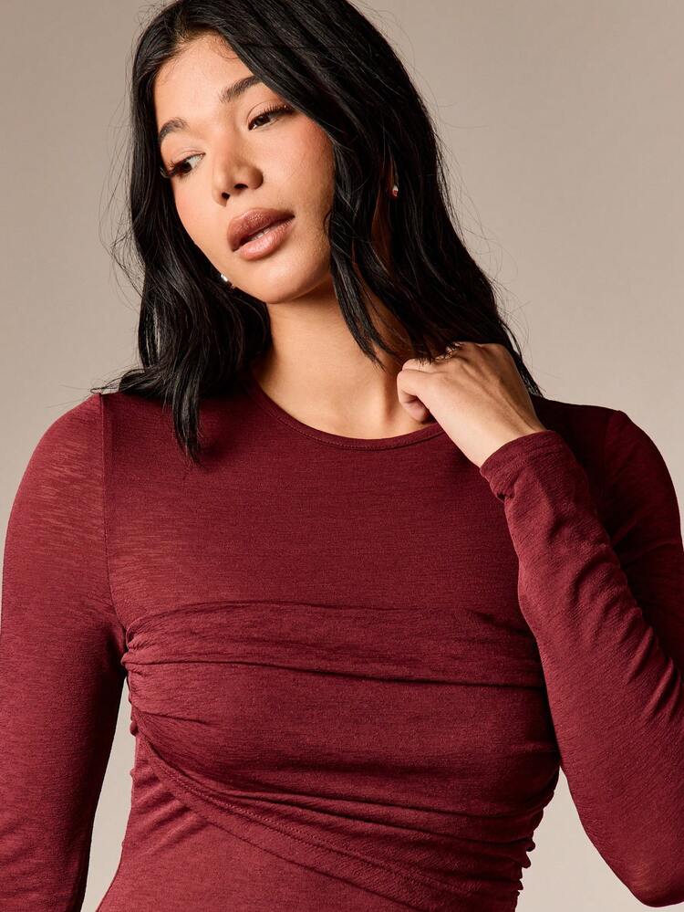 Ruched Bust Long Sleeve Top