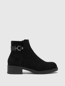 CUCCOO BIZCHIC Women's Fashionable Versatile Commuting Chunky Heel Ankle Boots For Christmas - Black - View 2