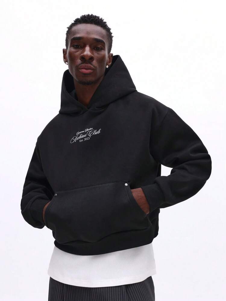 Cropped Overhead Hoodie With Embroidered Logo