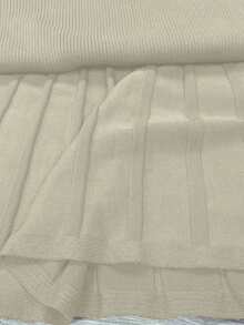 RosyDaze Váy dệt kim cổ đứng màu trơn thanh lịch, Thu/Đông - Màu be - Xem 7