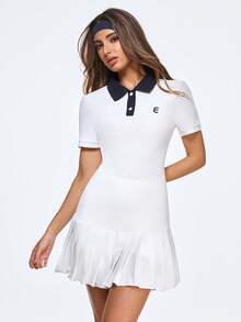Gameset SHEIN Sport 女士瑜伽运动休闲户外短袖运动连衣裙 - 白色 - 查看 3