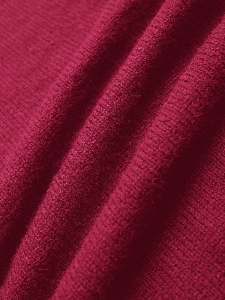 Plus Size Women's Winter Casual Faux Pearl Decor V-Neck Long Sleeve Casual Sweater, Plus Size Women's Casual Elegant Party Faux Pearl Decor V-Neck Long Sleeve Casual Solid Color Pullover Sweater, Autumn/Winter,Winter For Women,Going Out,Fall For Women,Fall,2025 New,Casual Everyday Wear
