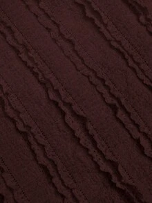 Sweetra Solid Color Flare Sleeve Slim Fit T-Shirt - Brown - View 5