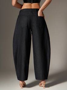 Denimoi Jeans de pierna de barril de dos tonos con bloques de color, jeans de moda de estilo urbano para otoño e invierno - Multicolor - Ver 5