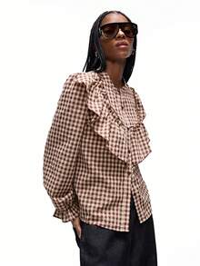 Aveloria GENKIRA Blusa Casual Solta de Manga Longa com Gola Babado Vintage Doce para Mulheres - Multicolorido - Visão 5