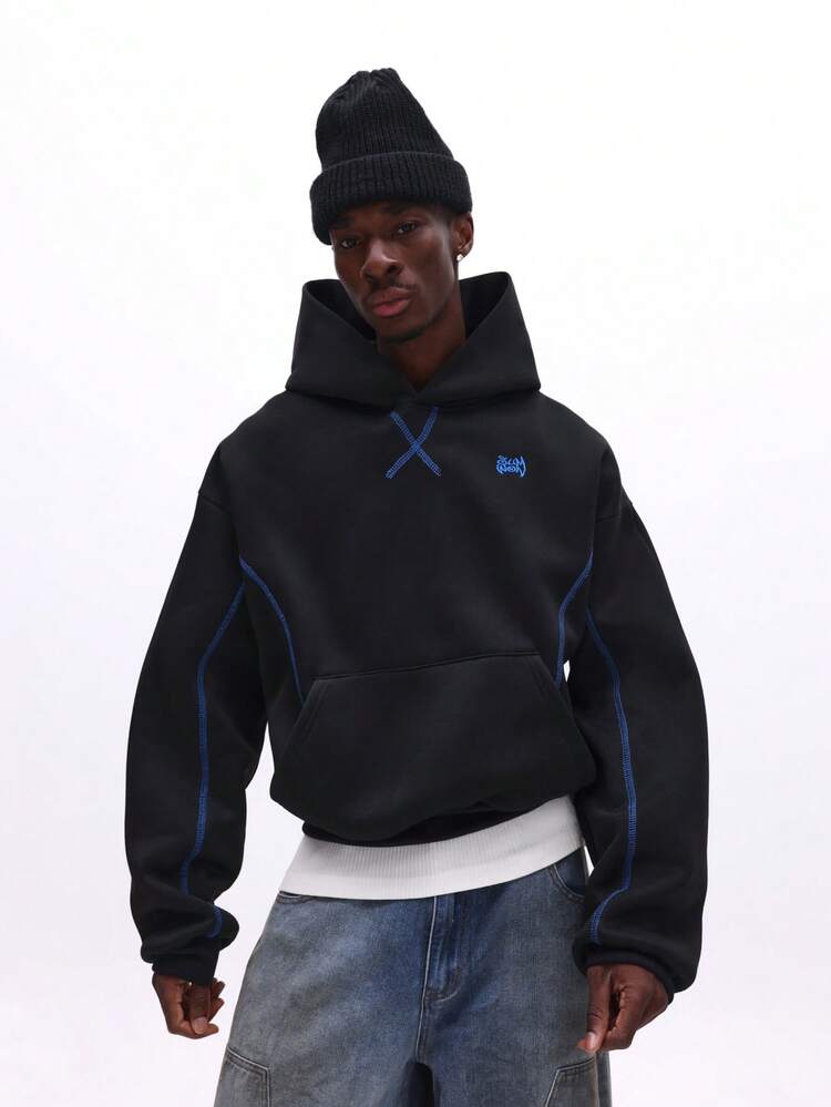 Sweat à capuche noir avec logo bleu