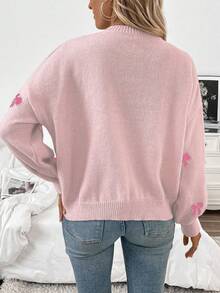 SHEIN LUNE 秋冬新款时尚博主同款蝴蝶结设计休闲套头毛衣 - 彩色 - 查看 2