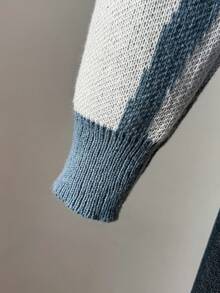 Manfinity Hypemode Men Graphic Pattern Sweater, Men's Graphic Sweater, Abstract Print Sweater, Men's Knit Sweater, Men's Long Sleeve Sweater, For Fall Winter - Baby Blue - View 5