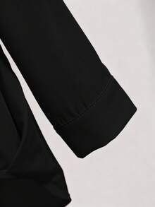 Franclia Women's Elegant Casual 3/4 Sleeve Pleated Hem Blouse - Black - View 7