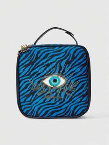 ROMWE Goth 1 Fashion Leopard Print Embroidered Eye Vine Pattern Handbag, Large Capacity Women's Cosmetic Storage Small Square Bag 1057232 - Multicolor - View 1