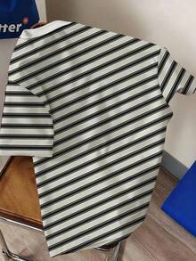 男士圆领全印花刺绣T恤 - 圆领休闲上衣 - 轻薄T恤，适合所有季节 - 白色 - 查看 2