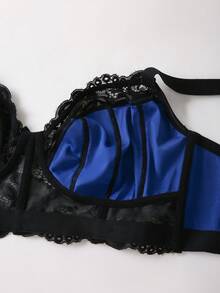 QuietHaus 1pc Plus Size Lace Patchwork Wireless Bra - Multicolor - View 7