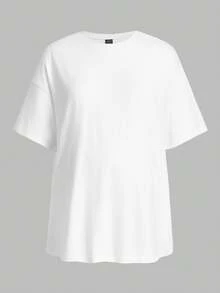 Modmama Maternity Casual Loose Fit Long T-Shirt With Round Neckline, Solid Color - Multicolor - View 3