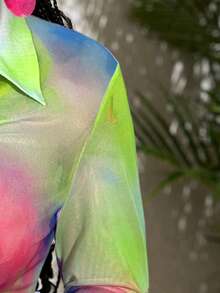 Slaydiva Plus Size Regular Fit Printed Casual Shirt, Spring/Summer - Multicolor - View 7