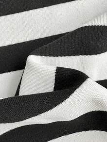 Elamini 灰黑条纹长袖宽松罗纹拉链卫衣，女士款，优雅可爱，适合上学、毕业典礼、休闲、运动、秋冬季日常穿着。 - 黑與白 - 查看 8