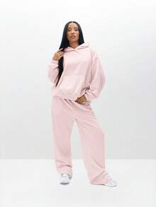 BABYPHAT Rhinestone Embellished Sweatpants With Sparkly Text Detail Lounge Pants For Casual Comfort Winter Loungewear - Baby Pink - View 2