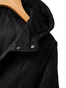 Linhara Abrigo con capucha acolchado de talla grande para mujer - Negro - Ver 5