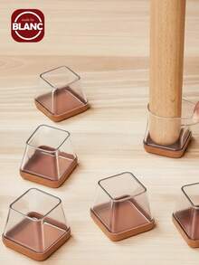 16 PCS Chair Leg Floor Protectors Furniture Sliders, Silicone Chair Leg Covers Caps For Hardwood Tile Floors, Square,Clear - Brown - View 1