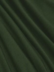 SHEIN Sweetro Váy xòe màu trơn cỡ lớn cho nữ, viền bất đối xứng lãng mạn - xanh quân đội - Xem 3