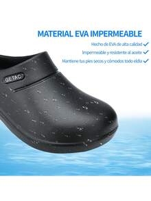 Zapatos Para Trabajo Chef Cocina Médico Antideslizante Zueco - Negro - Ver 3