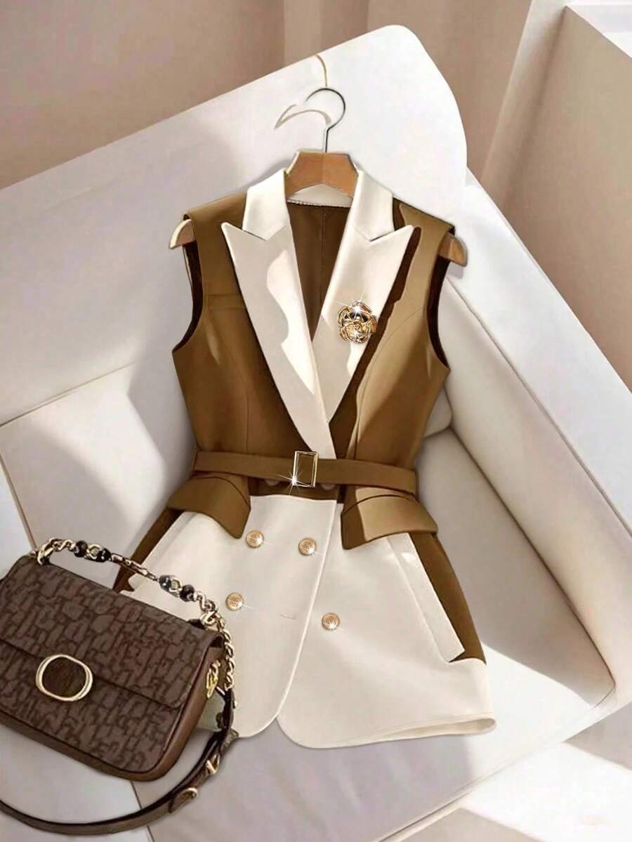 SHEIN CURVE+ Áo khoác Blazer không tay thanh lịch cỡ lớn cho nữ - Nhiều màu - Xem 1
