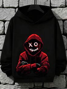 Teen Boy Dark Ghost Print Versatile Sweatshirt