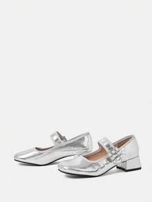 Women'S Fashionable Silver High Heel Shoes - Silver - View 7