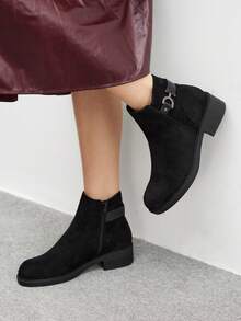 CUCCOO BIZCHIC Women's Fashionable Versatile Commuting Chunky Heel Ankle Boots For Christmas - Black - View 4
