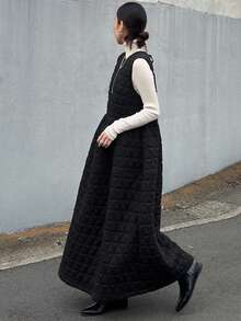 FRIFUL 女士绗缝镂空蝴蝶结露背撞色层叠蓬蓬长裙连衣裙 - 白色 - 查看 7