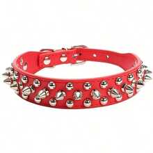 PETSIN Collar de perro con picos, collar de perro de cuero sintético remachado, collar de perro ajustable, adecuado para paseos al aire libre - Multicolor - Ver 19