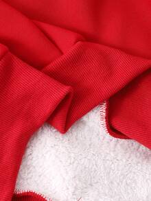 1pc Tween Girls Knitted Fleece Jacket With Front Zipper, Bow Embroidery, Cute & Fashionable, Suitable For Autumn/Winter - Red - View 5