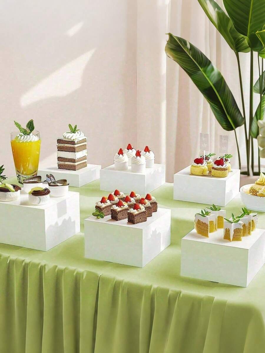 Caja de exhibición elevadora de acrílico blanco, caja de almacenamiento de cosméticos, adecuada para stands de exhibición de bodas y fiestas. - Blanco - Ver 1