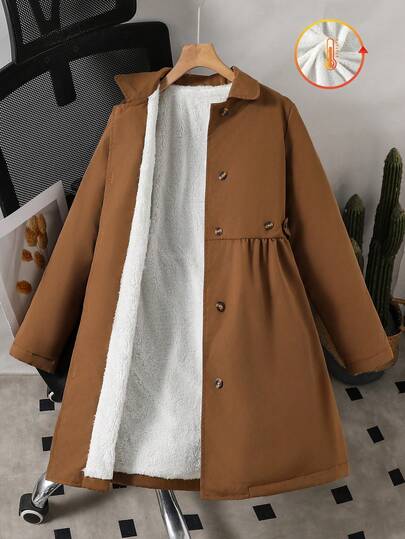 Sparklyn Chaqueta cortavientos con capucha para niña preadolescente, forrada térmicamente, diseño de cintura con cordón, corte holgado clásico, adecuada para uso casual, ir y venir, actividades al aire libre, otoño/invierno