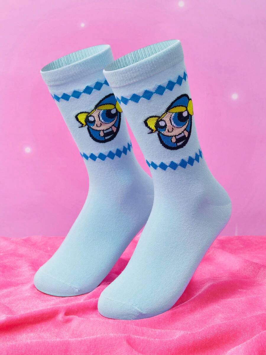 THE POWERPUFF GIRLS X SHEIN Women Crew Socks - Multicolor - View 1