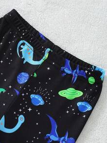 Bộ đồ ngủ 2 món tay dài in hình khủng long phát sáng trong bóng tối và quần dài cho bé trai mới biết đi - Nhiều màu - Xem 7