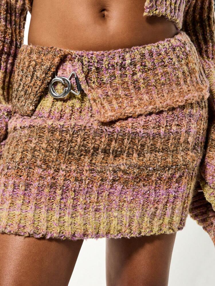 SUMWON WOMEN Chunky Knit Mini Skirt With Button Detail