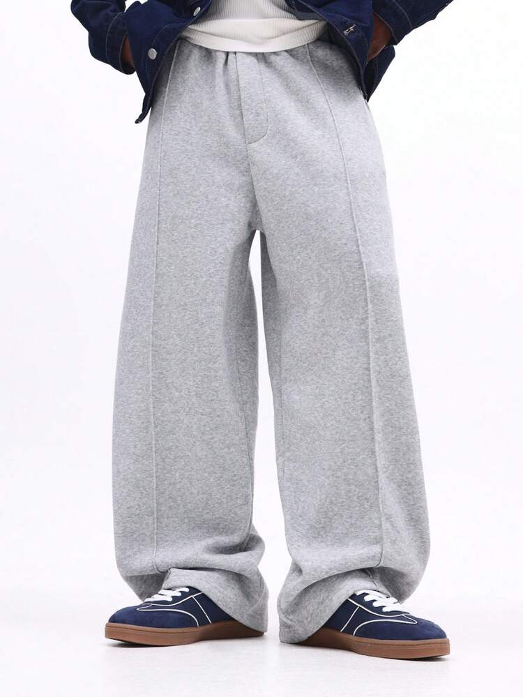 SUMWON Comfortable Straight Fit Sweatpants With Pintucks Casual Everyday Loungewear Drawstring Waist Cozy Winter Fall Plain