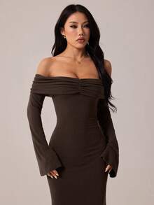 SHEIN PETITE Black Mesh Knit Camisole 2 In 1 Dress ,Petite Women - Brown - View 6