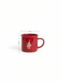 Cirelle Bright Red Christmas Mug - Ceramic Coffee Cup, Festive Holiday Drinkingware With Cheerful Design - Red - View 3