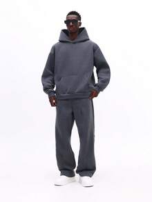 SUMWON Sweatsuit Comfortable Fleece Hoodie Tracksuit Pants With Pockets Matching Pullover Set Autumn Winter Outfit - Dark Grey - View 5